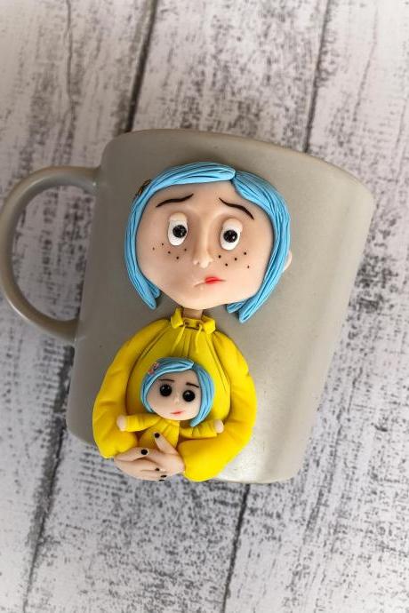 Custom personalized Coraline doll mug - best friend gifts